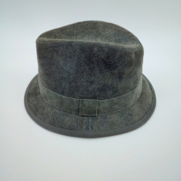 Daniel Cremieux 100% Leather Gray Fedora Hat S/M Unisex - Picture 4 of 7